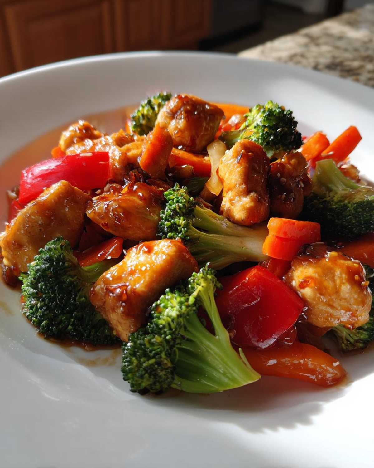 honey garlic chicken stir fry - detail 3