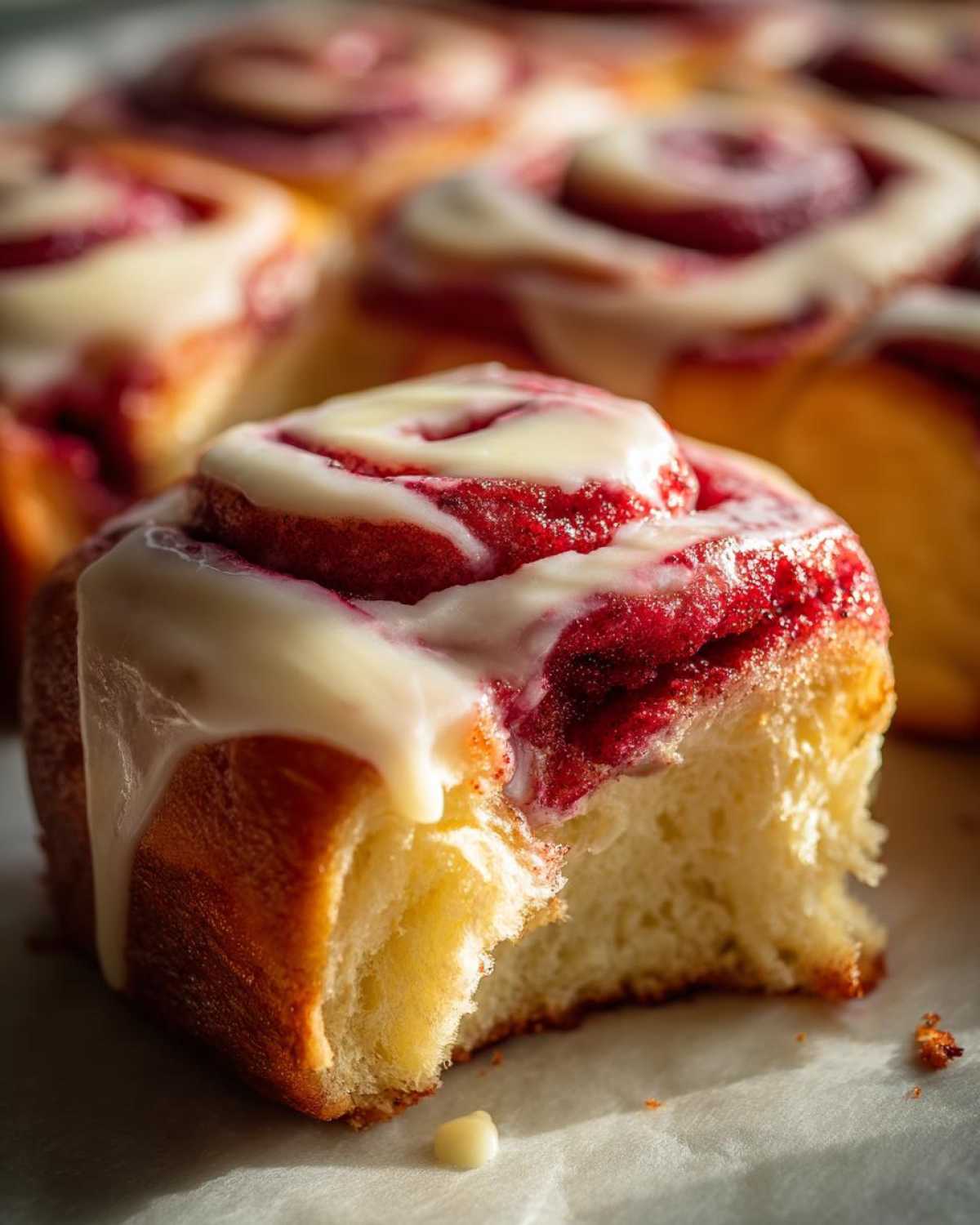 red velvet cinnamon rolls - detail 1