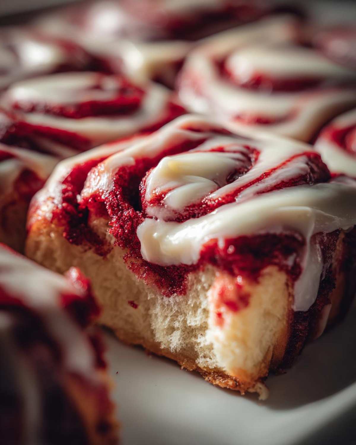 red velvet cinnamon rolls - detail 3