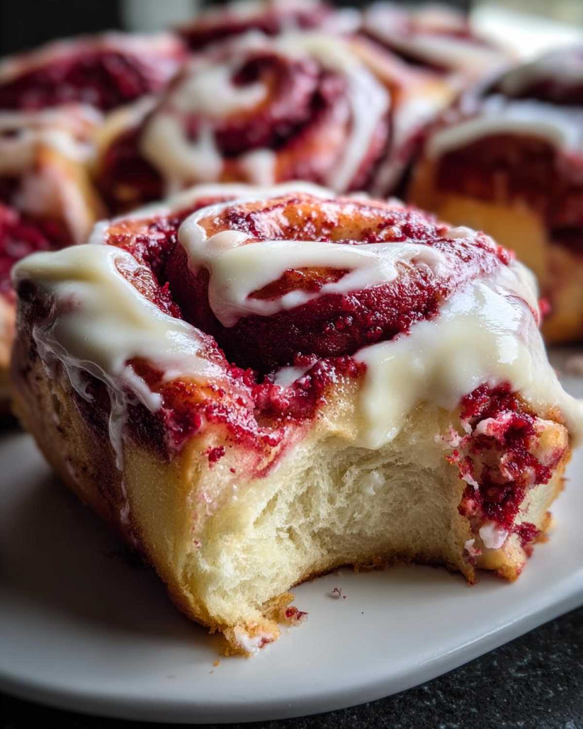red velvet cinnamon rolls - detail 4