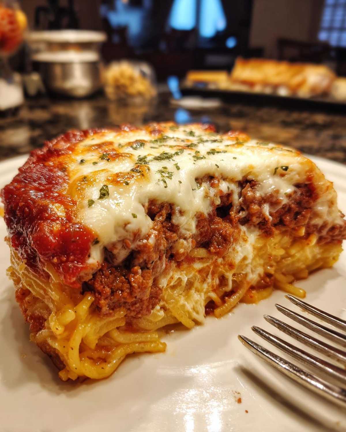 spaghetti pie - detail 1