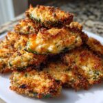 A pile of golden brown, baked Jalapeño poppers with a crispy coating served on a white plate.